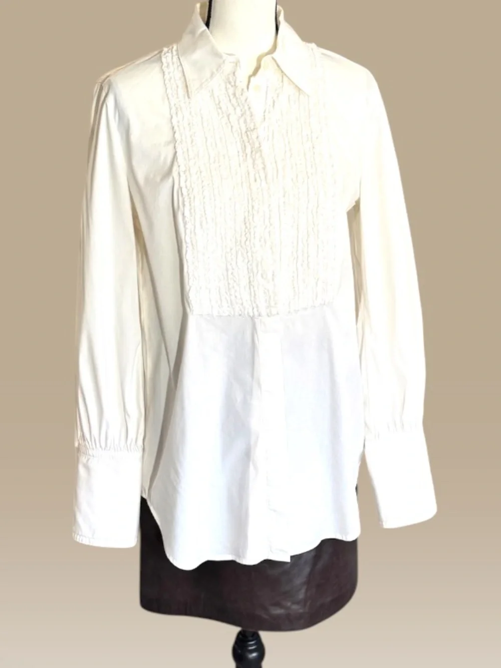 Luisa Cerano White Tuxedo Stye Button Down